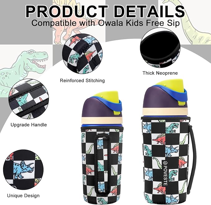 Water Bottle Sleeve with Handle for Owala Kids FreeSip 16 oz, Water Bottle Scratch Resistant Sleeve, Neoprene Cover Compatible with Owala 16 oz for Boys Girls to School Travel