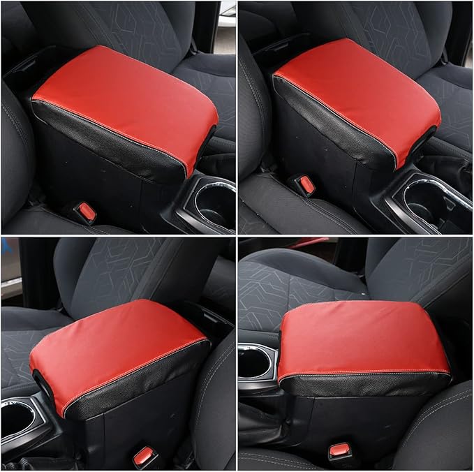 CHEAYAR Leather Car Auto Center Console Armrest Cushion for Toyota Tacoma Accessories 2016-2018 2019 2020 American Flag (Red and Black-Leather)