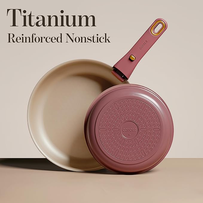 CAROTE Pots and Pans Set, Nonstick Cookware Sets with Detachable Handle, Oven Safe, Cookware Non Stick Cooking Set w/Frying Pans & Saucepans Red(PFOS, PFOA Free)