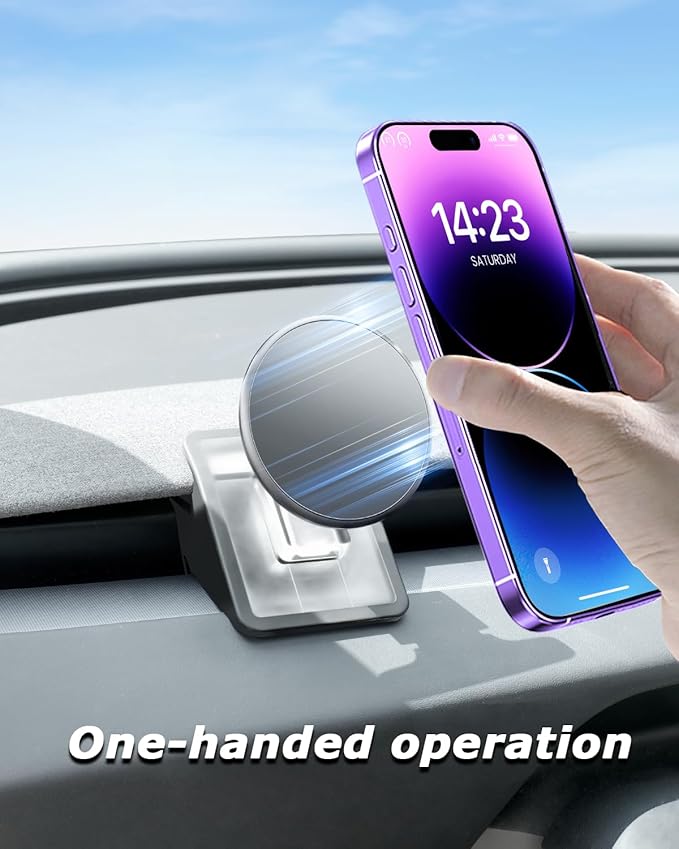 Phone Mount for Tesla Model 3 Highland Model Y Juniper 2026, Magnetic Phone Holder for Tesla Model 3 Model Y Accessories, Easy Installation for MagSafe, Compatible with iPhone 17 16 15 14 13 12