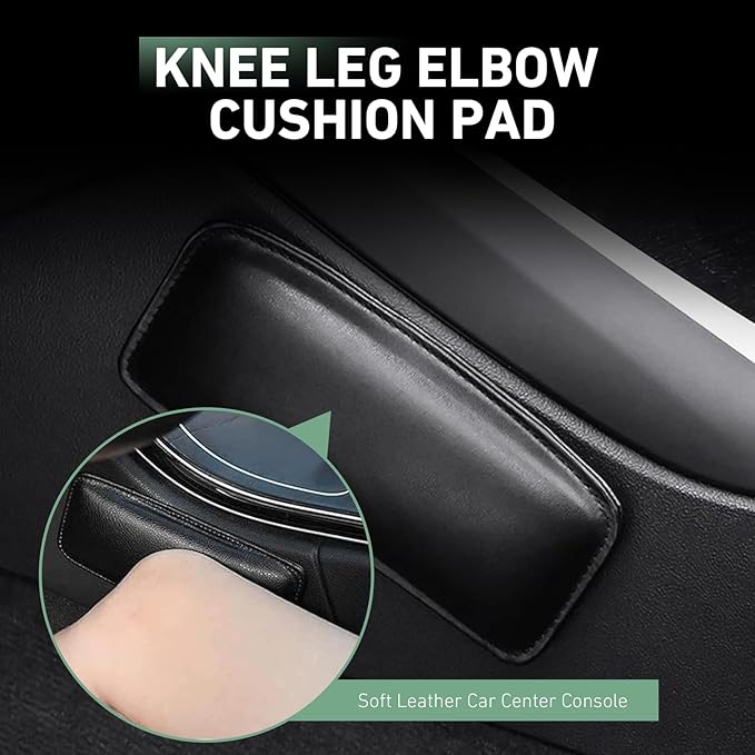 2PCS Car Knee Cushion, Leather Auto Door Knee Leg Elbow Cushion Pad, Soft Foam Armrest Pillow, Comfort Car Center Console Thigh Support Mat Accessories