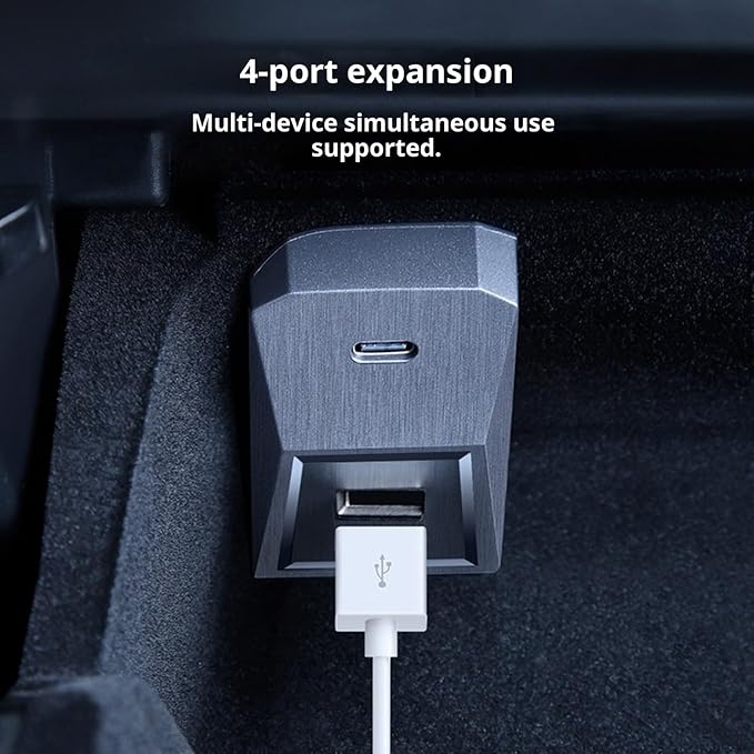 Fast Charging for Car USB Hub Fit Center Console Adapter Glove Box Flocking Charging Station