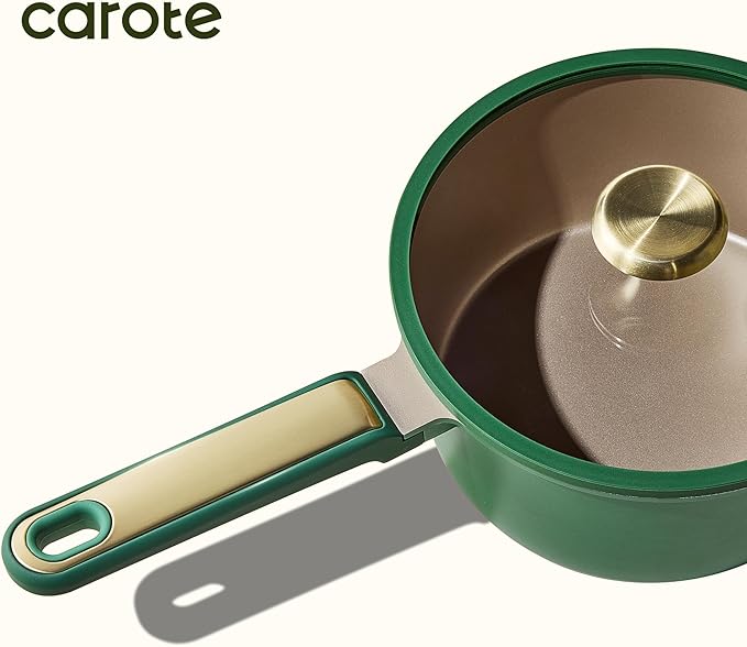 CAROTE Pots and Pans Set Non stick, 18pcs NonStick Kitchen Set Induction Cookware Non-toxic Cooking Set, Dishwasher/Oven Safe,Cookware Set,Green