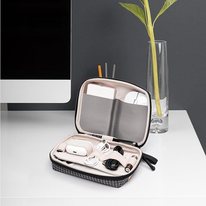 SIMTOP Electronics Organizer Cord Organizer Travel, Small Tech Bag for Cords, Chargers, Power Bank, Earbuds – Portable Cable Pouch for Office, Business Trip, Commute – Water & Scratch-Resistant