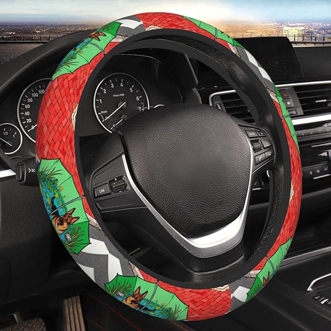 Border Collie Prints Neoprene Steering Wheel Covers Women Men Car Accessories, Universal 15 Inch Fit Auto, Suvs, Truck