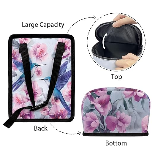 Hanging Hummingbird Car Trash Can Bin with LidFloral Hummingbird Vehicle Garbage Can Leak Proof Hanging Car Rubbish Bags Automotive Organizer Accessory for Back Front Seat