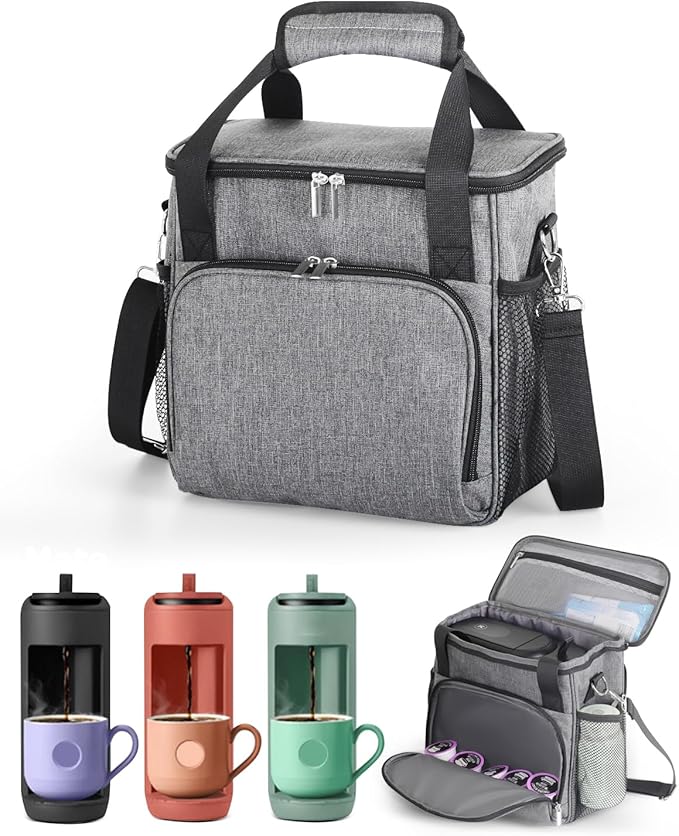 JISHAHS Travel Carrying Bag for Keurig K-Mini Mate Coffee Maker, Single Serve Coffee Brewer Portable Storage Bag with 3-Way Carry, Padded Multi-Pocket Storage Accessories
