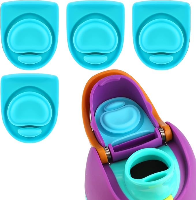 4pcs Replacement Stopper Compatible with Owala FreeSip 24oz 32oz, Water Bottle Top Lid Gasket for Owala 19/24/32/40oz Seal Bottle Cap Mouth Stopper Part Silicone Plug Accessories BPA-Free (Cyan)