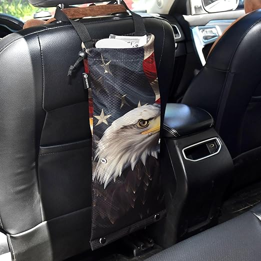 ALAZA Hanging Car Trash Bags Garbage Bag Trash Can for Back Seat Small Glede 1 Washable Storage Bag Retractable 2 Pack