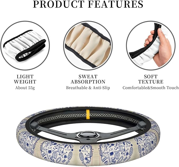 Neoprene Steering Wheel Cover Biology Drawings in Heart Car Steering Wheel Cover Universal Fit for Most Cars