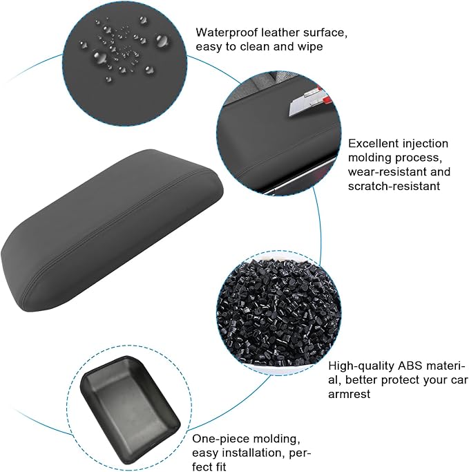 SXCY for 2024 2025 2026 Land Cruiser Armrest Cover for Toyota Land Cruiser 2025 2026 Accessories 2025 Land Cruiser Center Console Cover 2026 Land Cruiser Middle Console Cover (Black Leatherette ABS)