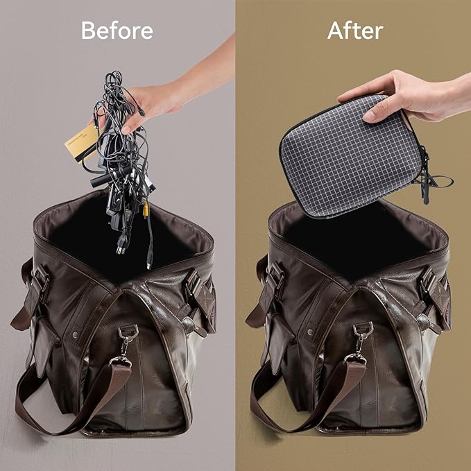 SIMTOP Electronics Organizer Cord Organizer Travel, Small Tech Bag for Cords, Chargers, Power Bank, Earbuds – Portable Cable Pouch for Office, Business Trip, Commute – Water & Scratch-Resistant