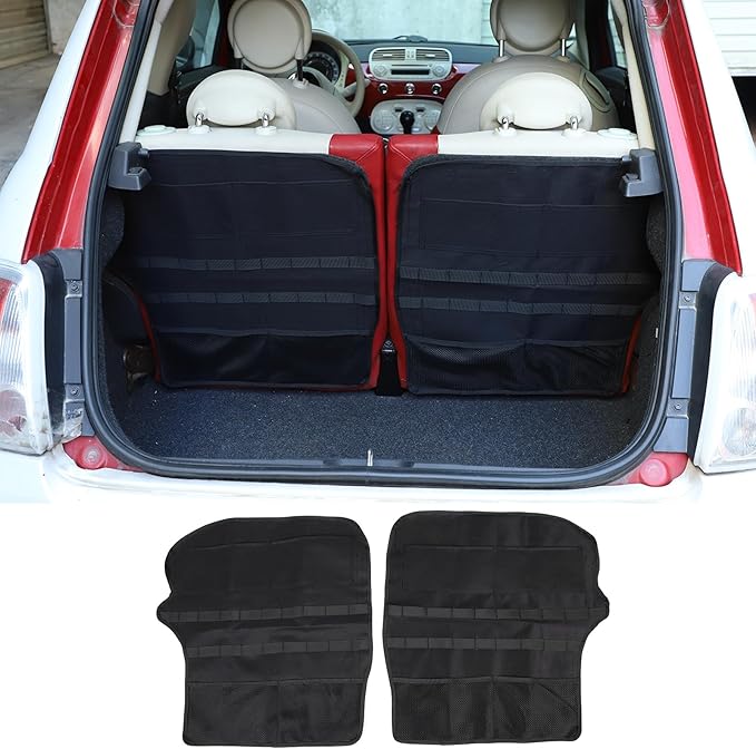 Car Trunk Storage Bag Storage Pockets Compatible with Fiat 500/500 Abarth 2016-2024 Car Trunk Backseat Panel Hanging Organizer Oxford Cloth Storage Bag (Rear seat panel storage bag（07-15）)
