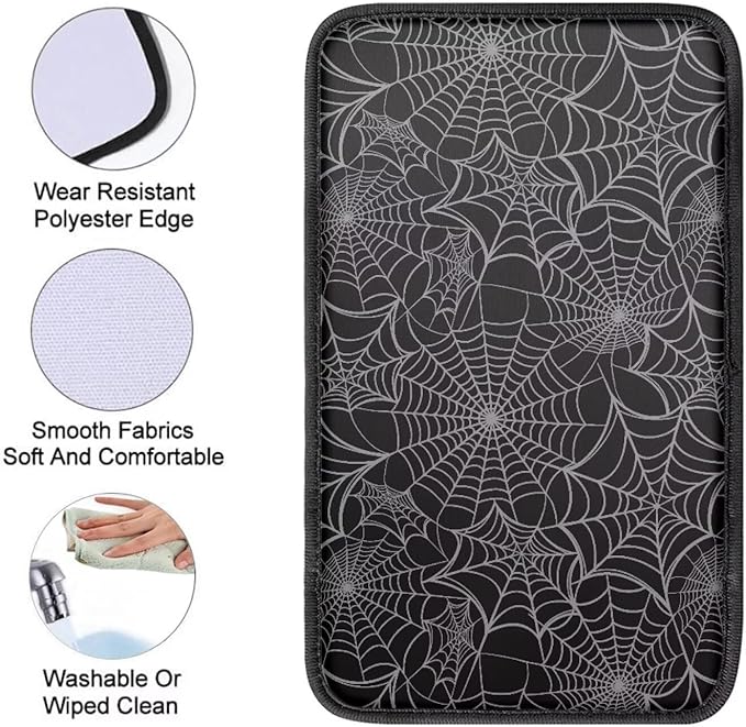 Horeset Spider Web Center Console Armrest Cover Soft Comfy Arm Rest Cushion Accessories Interior Decor, Easy to Install