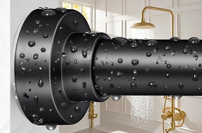 YNL Shower Curtain Rod 34-96 Inches(2.8-8ft), Adjustable Shower Rod No Drilling, Non-Slip, Never Rust, Stainless Steel, Suitable for Bathroom Window, Matte Black