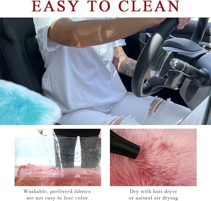 Car Center Console Cover Pad, Fluffy Middle Console Pad Armrest Seat Box Cover, Universal Furry Arm Rest Decoration Protector for Car Truck SUV, Interior Car Accessories (Light Blue)