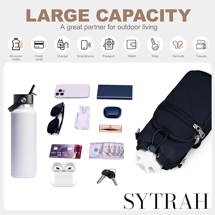 Water Bottle Carrier Bag with Strap, Water Bottle Purse with Phone Pocket 40oz for Walking Hiking