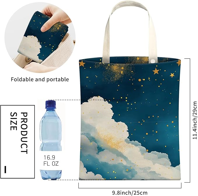 Cute Car Trash Can, Hanging Canvas Car Back Seat Organizer and Storage Bag, Funny Car Trash Bag for Travelling, Outdoor Cute Blue Sky Cloud