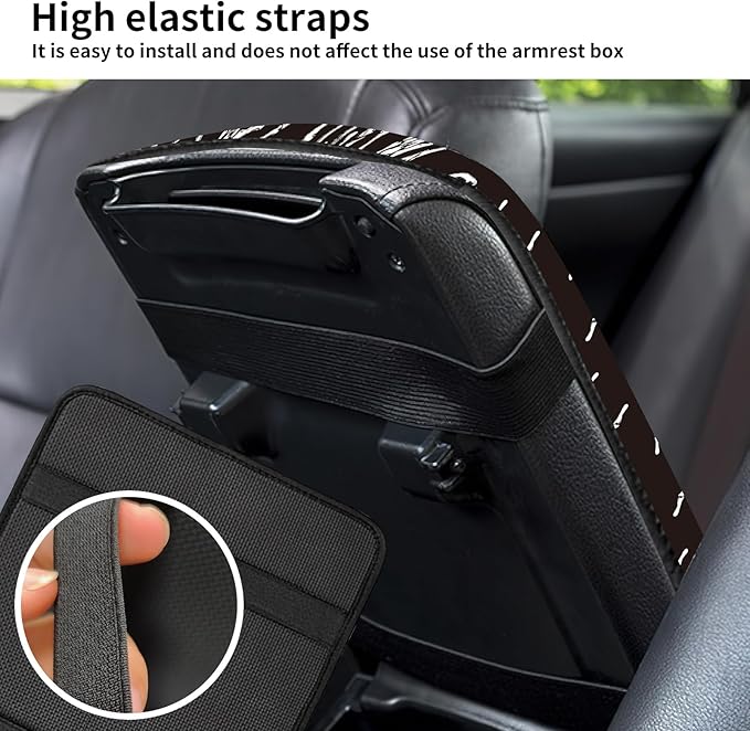 Car Center Console Cover, Universal Soft Large Neoprene Auto Armrest Seat Box Cover, Funny Car Decor Accessories Fit for Most Cars, Vehicles, SUVs Cool Black Skull Hands