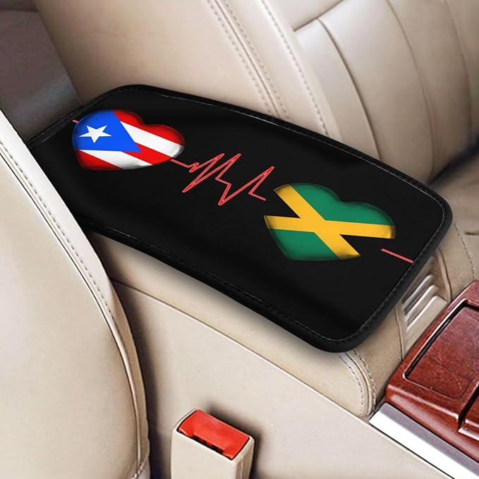 Auto Center Console Pad Puerto Rico Porto Rico Puerto Rican and Jamaica Flag Be of one Mind Car Armrest Cover Armrest Seat Handrail Box Cover Cushion Universal Decoration Protector Accessories