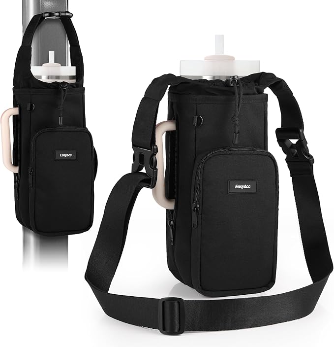 EasyAcc Magnetic Gym Bag, Upgraded 5X Super Strong Magnetic Gym Water Bottle Bag Holder Carrier, 5 Built-in Magnets, Phone Pockets, Shoulder Strap, Gifts for Gym Lovers Gym Accessories for Men Women