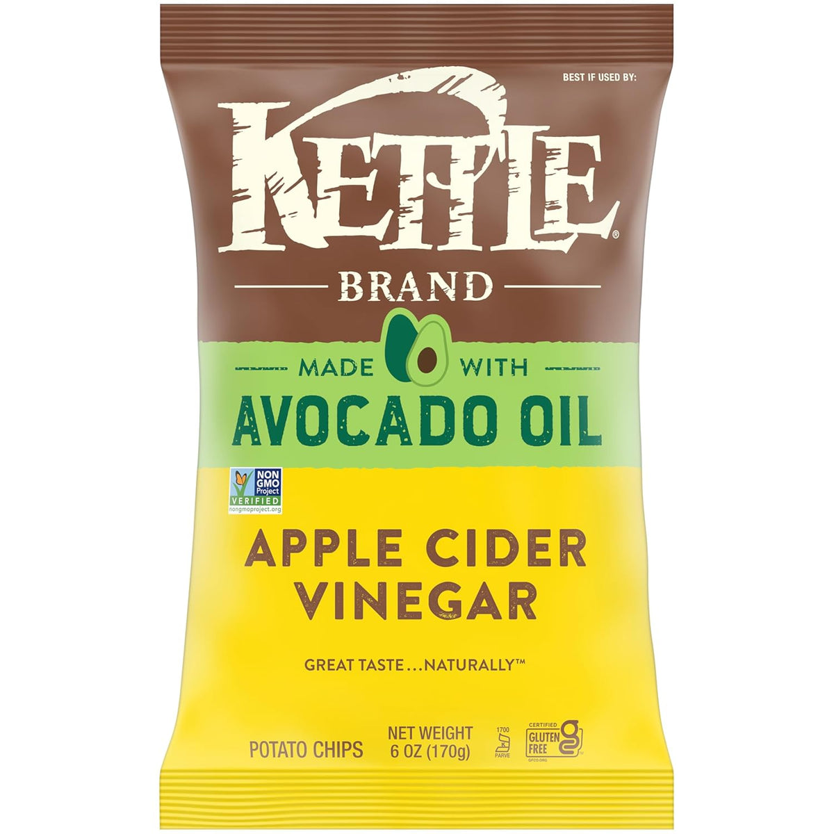 Kettle Brand Made with Avocado Oil Apple Cider Vinegar Chips, 6 Oz Bag