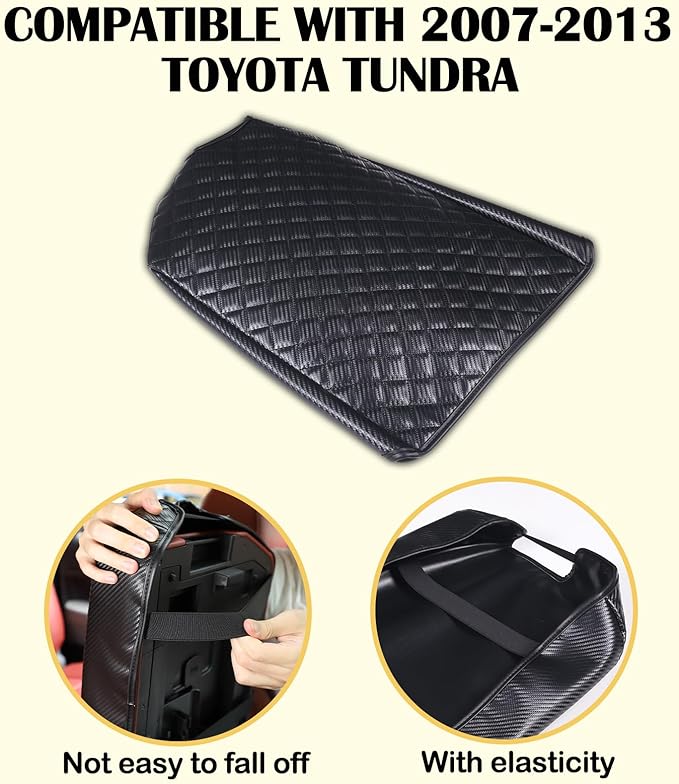 Armrest Box Cover, Center Console Armrest Cover Kit Compatible with Toyota Tundra 2007-2013 & Sequoia 2008-2015, Console Armrest Cushion Automotive Customized Console Armrest Cushion (carbon fiber)