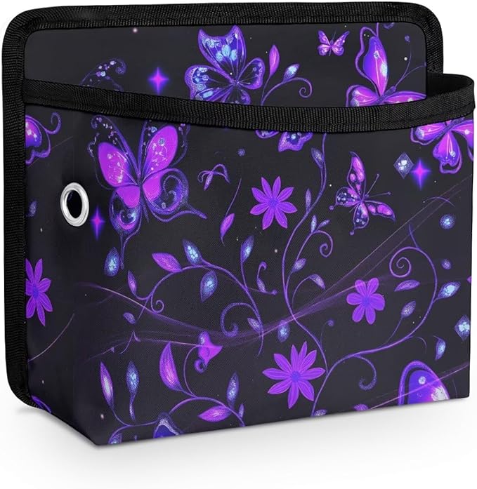 Purple Butterfly Universal Car Side Pocket Organizer, Car Pocket Pouch for Cars Seat, Door, Window, Console, Multifunctional Cars Organizer Accessories for Phone Sunglasses Keys Cards