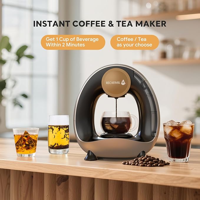 MINI Q 2-in-1 Single Serve Coffee Maker - Brew K-Cups or Ground Coffee (4-8 oz) - Compact Americano Coffee Brewer with Reusable Filter (Grey)