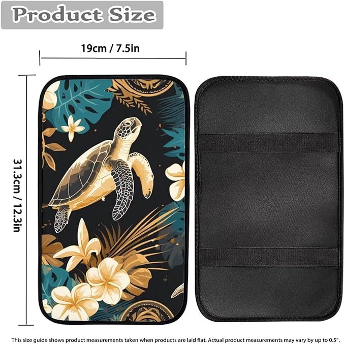 Hawaiian Sea Turtle Auto Console Armrest Cover Arm Rest Car Comfortable Armrest Console Cover Easy to Install Fashion Auto Interior Universal Fit Most Cars Women Men