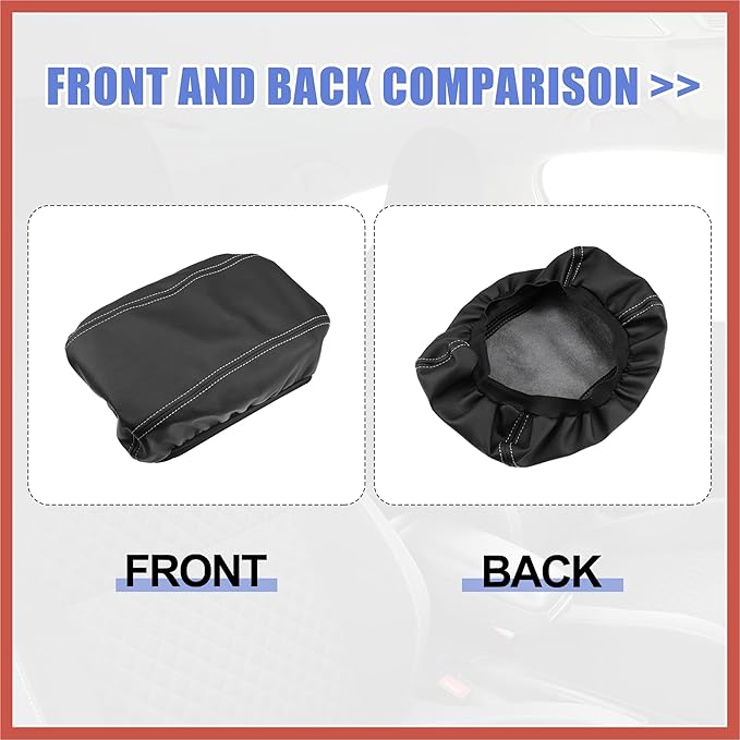 ACROPIX Car Center Console Armrest Cover for Hyundai Tucson 2016-2021 Faux Leather Interior Arm Rest Cover Elbow Cushion Pad Black Gray Stitches Car Parts