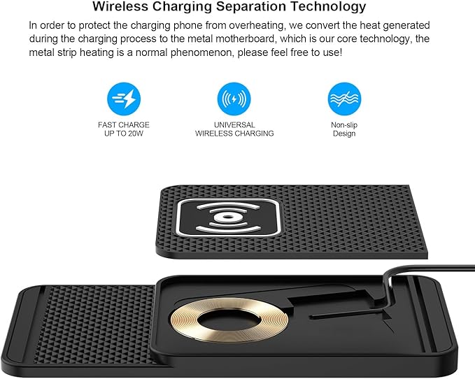Wireless Charging Pad for Car for Chevrolet Orlando Trax Lacetti Nubira Cruze, 20W Fast Qi Car Ultra-Slim Wireless Charger Mat Non-Slip Silicone Dashboard Charging Pad,Type-c
