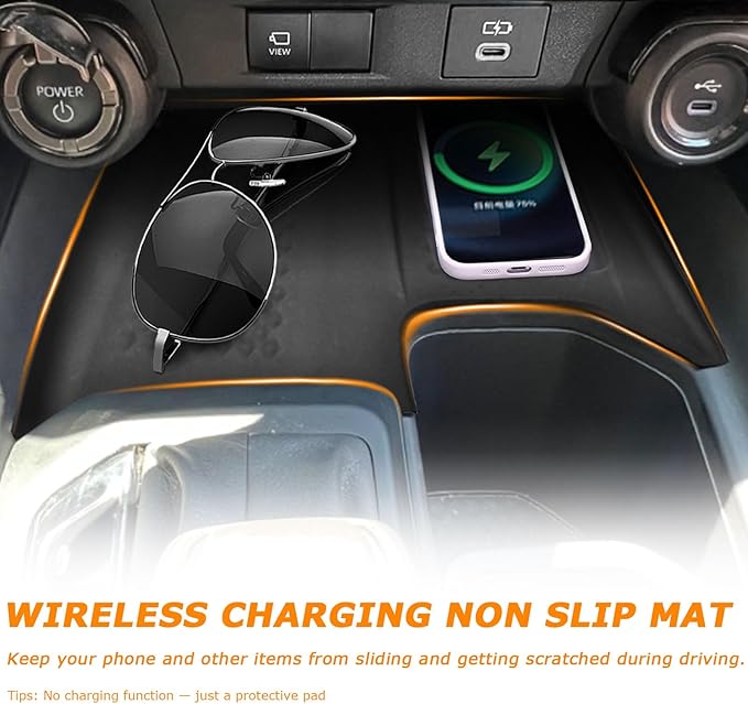 Wireless Charging Anti-Slip Mat for Grand Highlander Accessories 2026 2025 2024 Wireless Charging Pad Fit Toyota Car Accessories Non Slip Mat Cordless Charger Heat Insulating Silicone Material