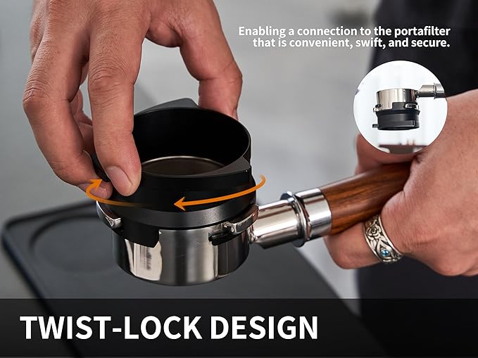 54mm Espresso Dosing Funnel and Puck Screen Set,Hands-Free portafilter funnel with Grinder Trigger.Fits Breville 54mm Portafilters.Reusable 316 Stainless Steel Puck Screen.(Black)