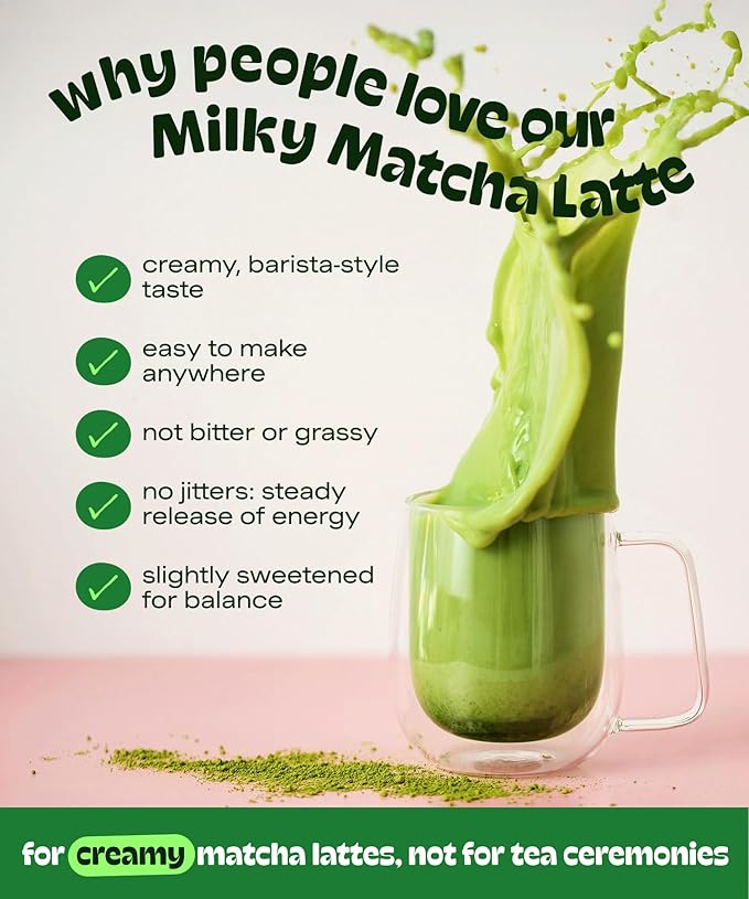 MatchaDNA Coconut Matcha Latte Powder Sticks 7 Pack (20g Each) – Sweetened with Milk, No Sugar Added – Instant Matcha Latte Mix Packets – Organic Macha Tea Powder for Hot or Iced Drinks, Smooth Energy