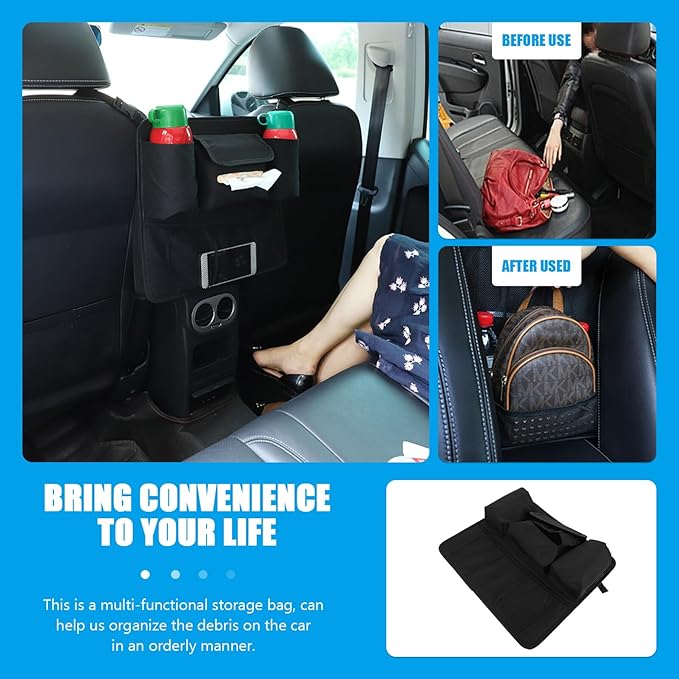 UPKOCH Car Backseat Organizer Storage Bag with Seat Back Separation Net, Oxford Cloth Multi-function Hanging Pocket for Travel, Automobile Seat Back Storage Organizer