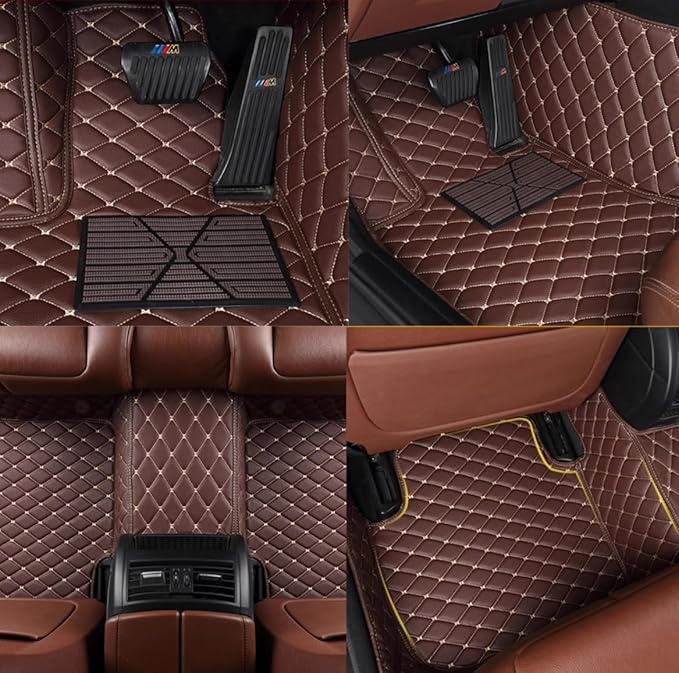 Custom Personalized Floor Mats for Cars，Luxury Full Coverage All Weather Car Floor Mats，Anti-Slip Leather Car Mat Set ，Custom Floor Mats for 99% of Cars, Trucks & SUVs (White)