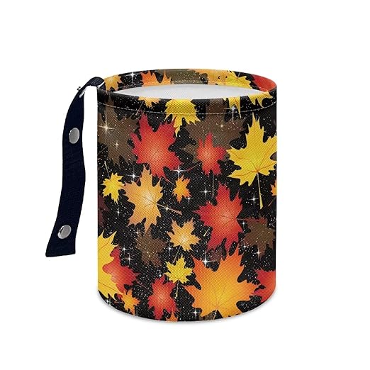 Colorful Maple Leaves Car Trash Bin Hanging, Waste Basket - Cute, Portable, Collapsible, Waterproof Rubbish Bag for Back Seat, Floor, or Hanging Headrest