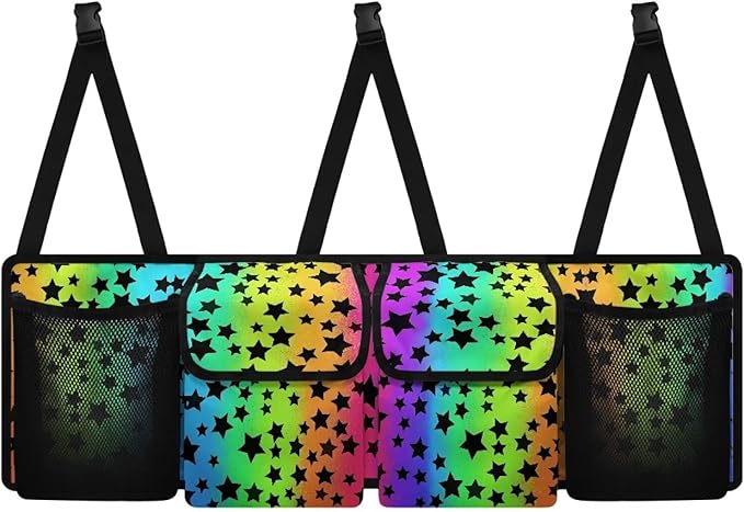 Trunk Hanging Organizer, Rainbow Galaxy Star Backseat Bag, Car Interior Accessories Decoration with Pocket for Groceries, Provide Storage Space for SUV, Jeep, MPVs