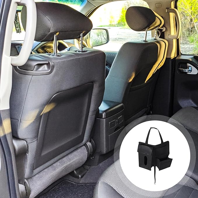 Felt Car Seat Hanging Pouch 2Pcs Backseat Storage Bag Organizer for Vehicle Interior, Black, Multi-Pocket Backseat Car Organizer for Travel and Daily Use