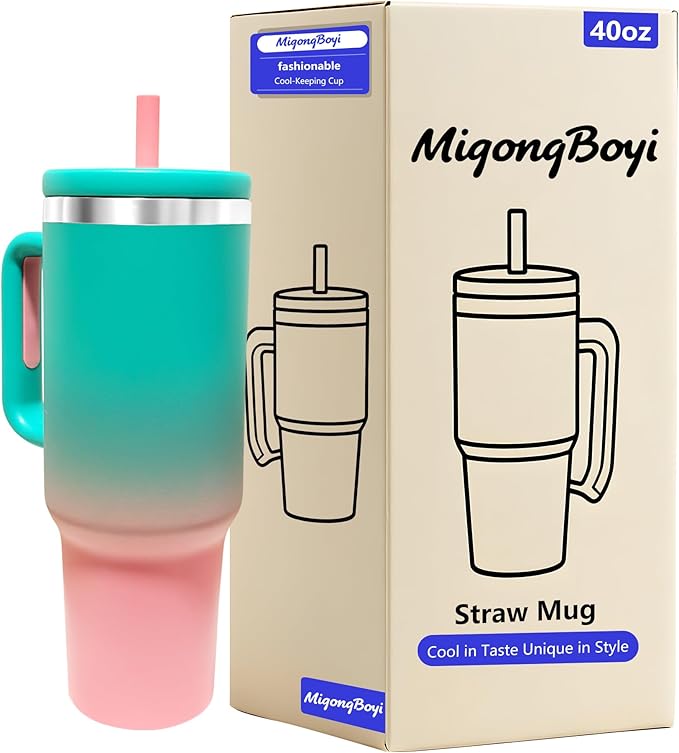 40-OZ Insulated Water Bottle,Insulated Stainless Steel Tumbler,Reusable Cold Drink Thermos,BPA-Free, Double-Wall Stainless Steel Water Bottle (Aqua Pink, 40, Fluid Ounces)