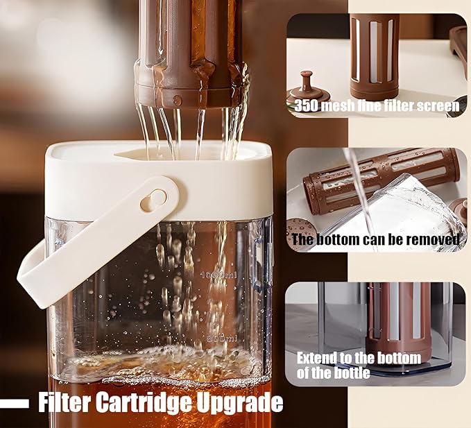 34 oz Cold Brew Coffee Maker, Cold Brew Pitcher for Fridge, Portable Cold Brew Coffee Maker, with Bottle Brush, Ice Brew Bottle for Ice Tea Coffee, Suitable for Home Outdoor Camping Trip