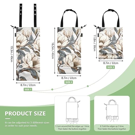 ALAZA Hanging Car Trash Bags Garbage Bag Trash Can for Back Seat Small Mangnolia Flower Washable Storage Bag Retractable 2 Pack
