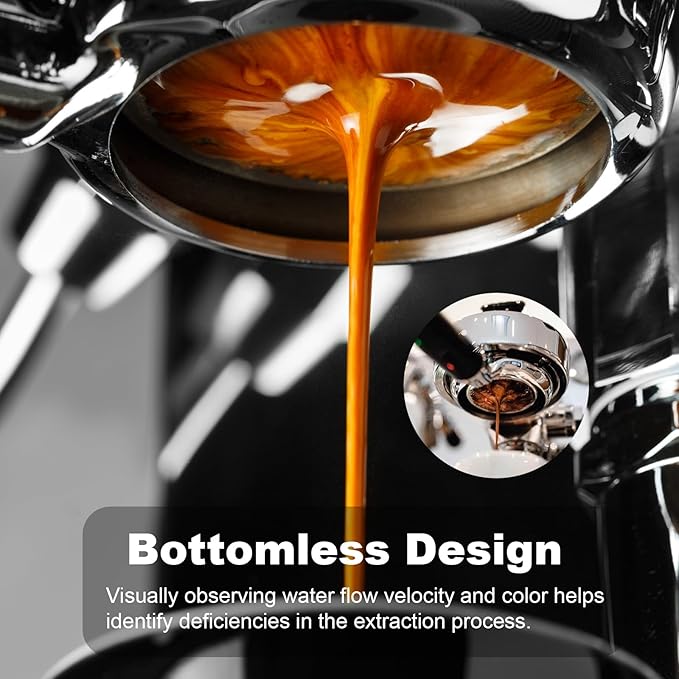 54mm Bottomless Portafilter for Breville Barista Express 18g Filter Basket Fit Breville 54mm Espresso Machines (BES870XL 880BSS 878BSS 840XL 500BSS 450BSS Duo Temp Pro) Black Portafilter