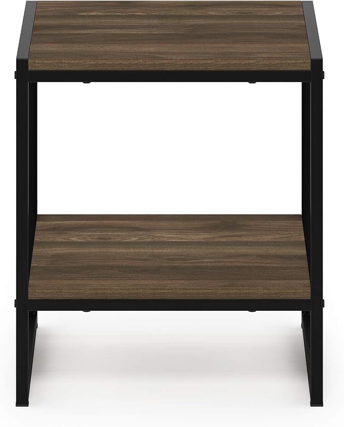 FURINNO Camnus Modern Living 2-Tier End Table, Columbia Walnut, 15.9 in x 15.75 in x 18 in