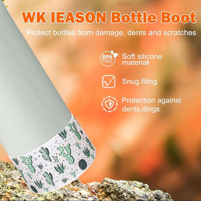 WK IEASON 2Pcs Silicone Boot for Owala Water Bottle, Protective Flask Bottom Cover Base for Owala FreeSip Twist and Flip Flask Water Bottle Accessories-3.56inch Bottom Diameter