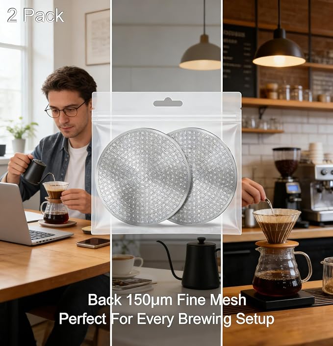 2-Pack 53.3mm 3rd Gen Dual-Layer Espresso Puck Screen - 316 Stainless Steel Reusable Filter for Breville 54mm Portafilter Basket