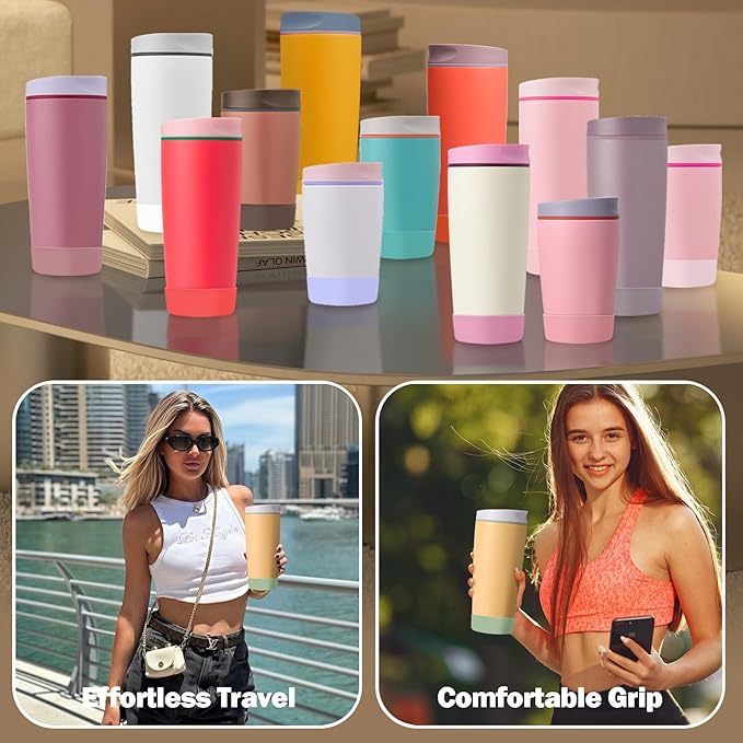 2pcs Silicone Boot for Owala SmoothSip Slider Coffee Tumbler 20oz 12oz, Anti-Slip Sleeve for Travel Coffee Mug, Protective Accessories for Owala BPA Free (Sage)