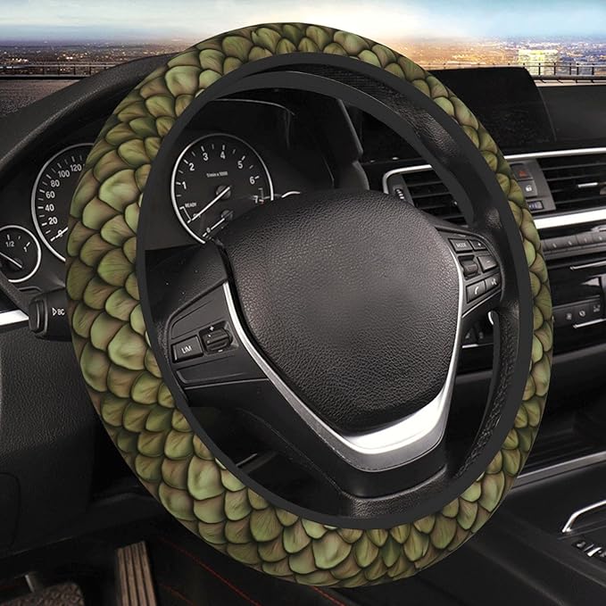 Dragon Scales Pattern Neoprene Steering Wheel Covers Women Men Car Accessories, Universal 15 Inch Fit Auto, Suvs, Truck