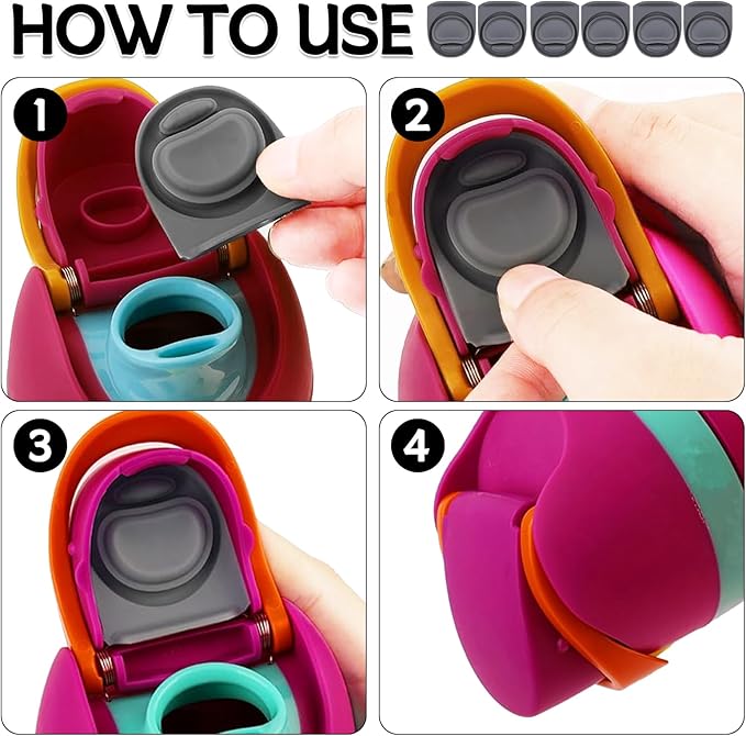 6 Pcs Replacement Rubber Seal Stopper Compatible with Owala FreeSip,Water Bottle Top Gasket Lid for Owala 16/19/24/32/40oz Bottle Mouth Cap Silicone Stoppers Parts Insert Accessories 6PB-U3